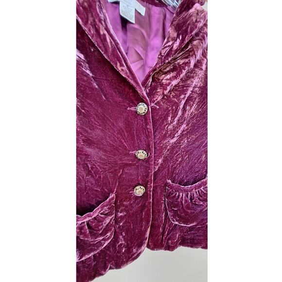 Y2K Persuits, ltd Velour Crashed Velvet Regency Purple Pink Blazer Jacket 6p S/M - Picture 4 of 10